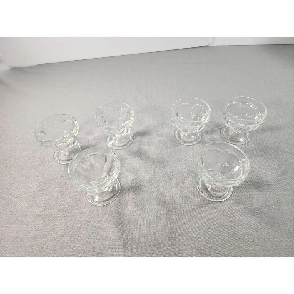 6 Federal Glass? Footed Clear Dessert Cups Ice Cream Dish Sherbet Parfait 3